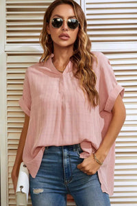 Notched Short Sleeve Blouse 100100089501470 33 Affordable Fashion Under $100 Jerry's Apparel 