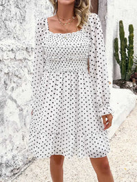 Devine Smocked Polka Dot Long Sleeve Dress 100100845229368 44 Affordable Fashion Under $100 Jerry's Apparel 