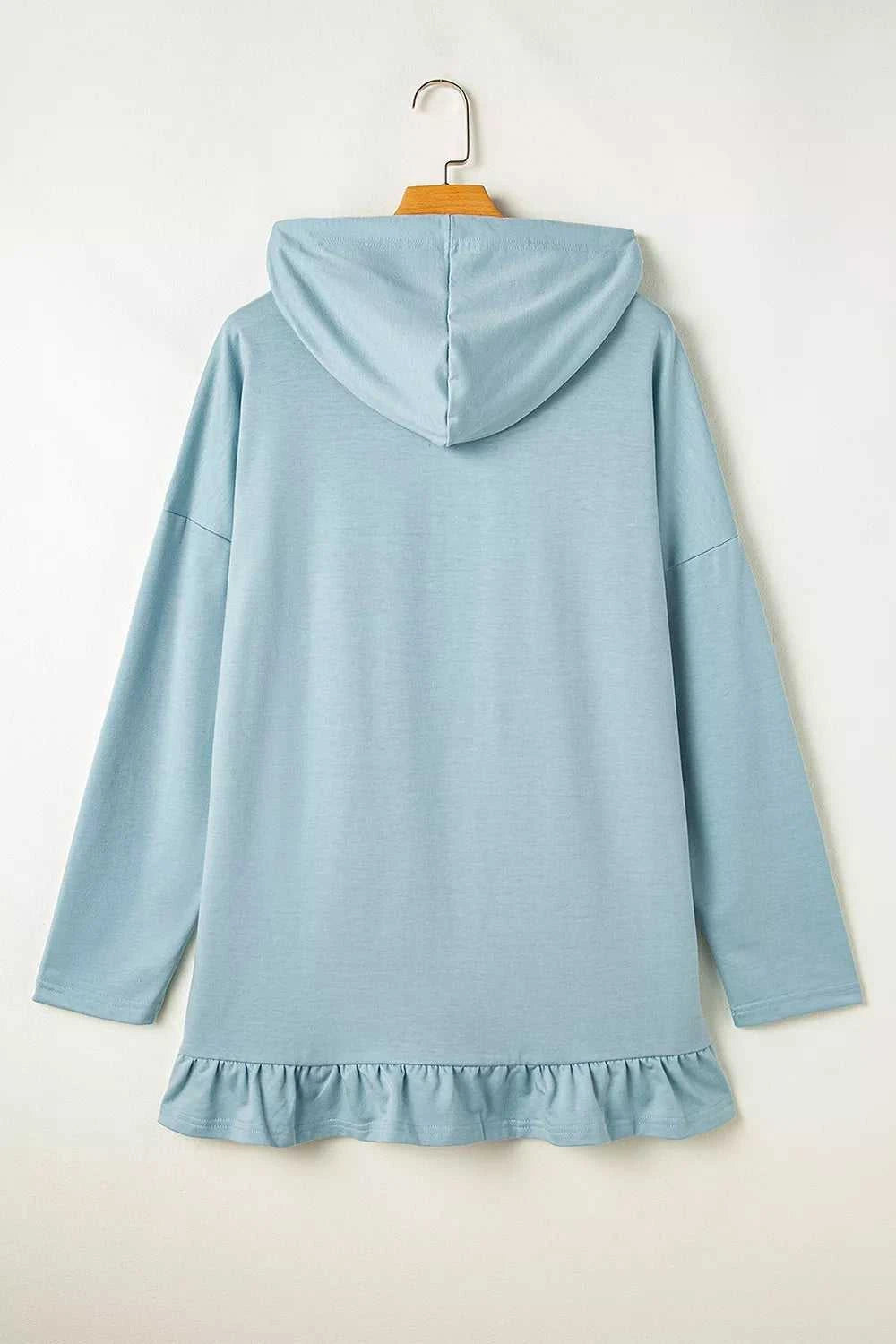 Solid Ruffled Hem Loose Fit Tunic Hoodie 100100230723975 36 Affordable Fashion Under $100 Jerry's Apparel 