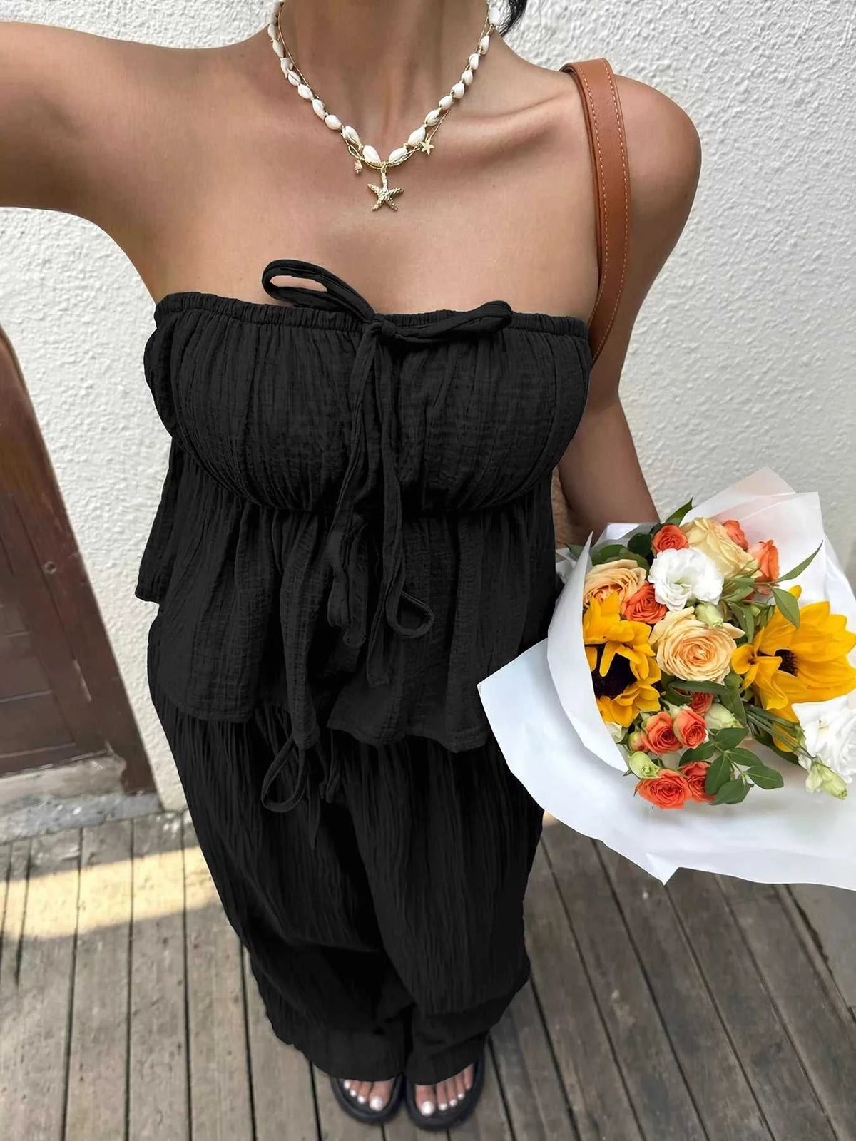 Tube Top and Wide-Leg Pants Set 100100877151663 41 Affordable Fashion Under $100 Jerry's Apparel 