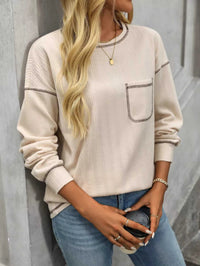 Casual Pocket Detail Long Sleeve T-Shirt 100100634941876 34 Affordable Fashion Under $100 Jerry's Apparel 