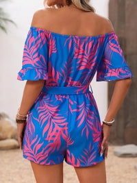 Tropical Print Off-Shoulder Romper