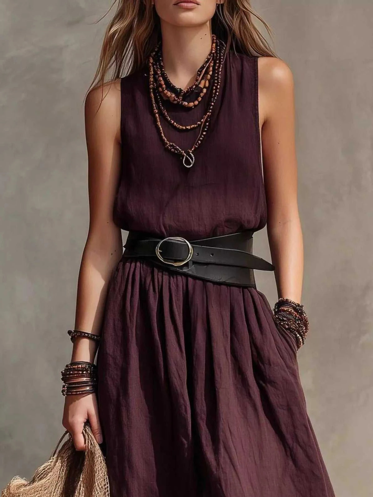 Full Size Round Neck Sleeveless Maxi Dress Plus Size 101001179006288 41 Affordable Fashion Under $100 Jerry's Apparel 