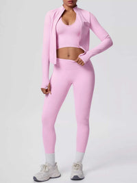 Tank & Zip-Up Jacket and Leggings Three-Piece Active Set 101006896695096 129 Comfortable Weekend Sets Jerry's Apparel 