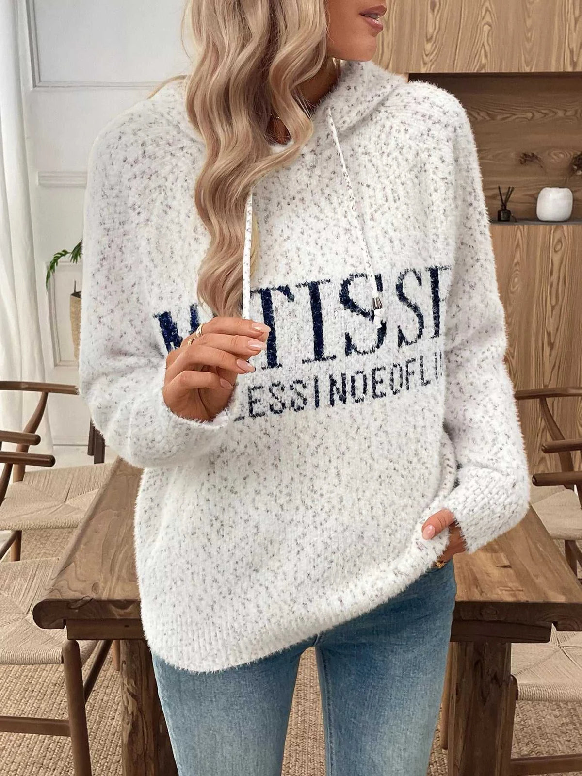 Fuzzy Letter Graphic Hooded Sweater 101002345495920 44 Affordable Fashion Under $100 Jerry's Apparel 