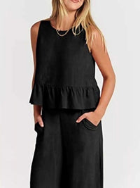 Full Size Ruffled Hem Sleeveless Top and Wide-Leg Pants Set Plus Size 100100048319818 31 Affordable Fashion Under $100 Jerry's Apparel 