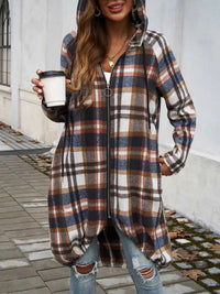 Devine Plaid Zip Up Hooded Coat 100100313261902 47 Affordable Fashion Under $100 Jerry's Apparel 
