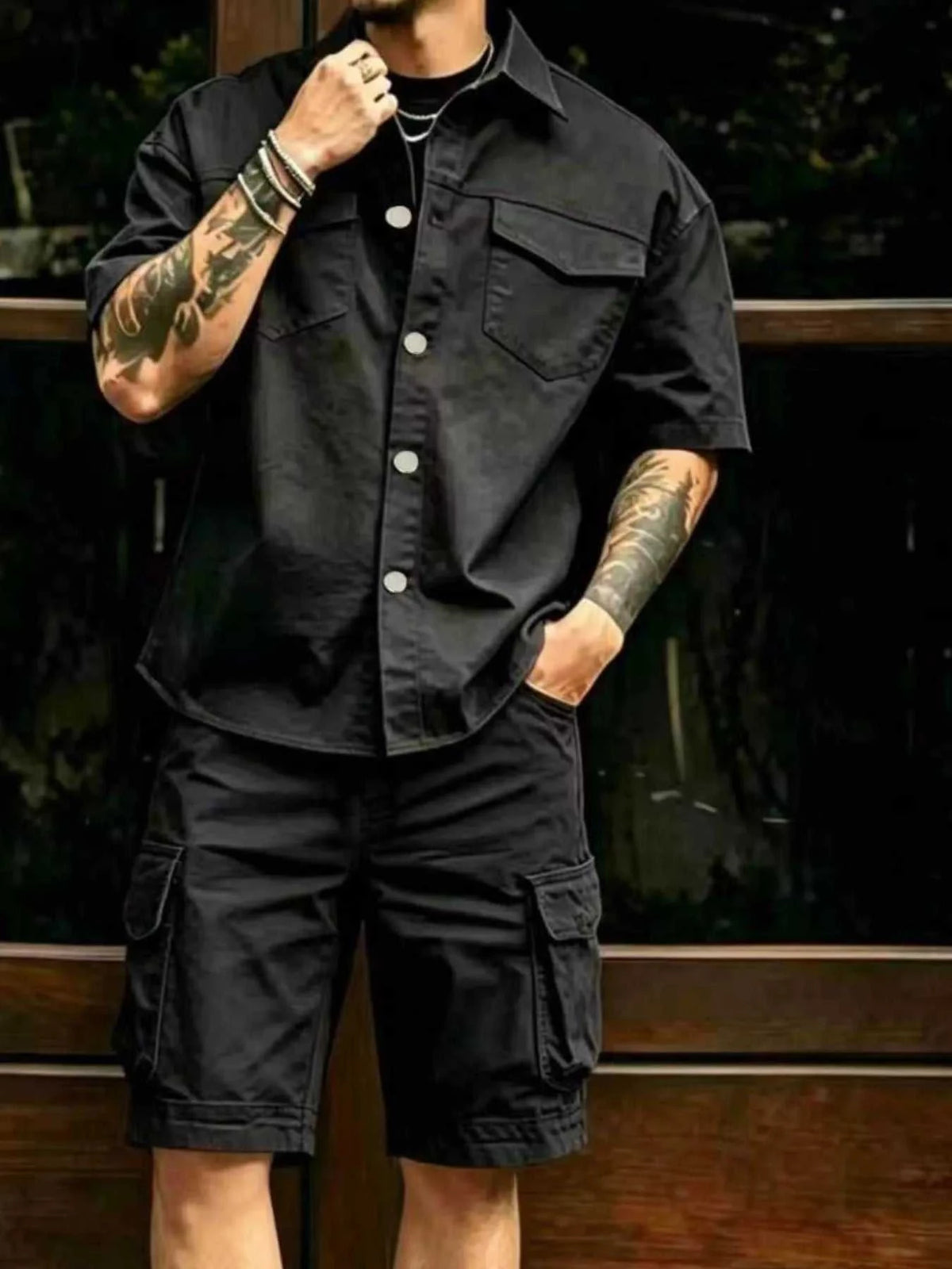 Men's Full Size Cargo Shirt and Shorts Set Plus Size 104001756887316 61 Affordable Fashion Under $100 Jerry's Apparel 