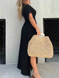 Full Size Slit V-Neck Smocked Waist Maxi Dress Plus Size 100100000480005 59 Gifts for Her Jerry's Apparel 