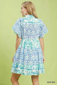 Umgee Mixed Floral Tiered Mini Dress with Flutter Sleeves 100100196711598 66 Affordable Fashion Under $100 Jerry's Apparel 