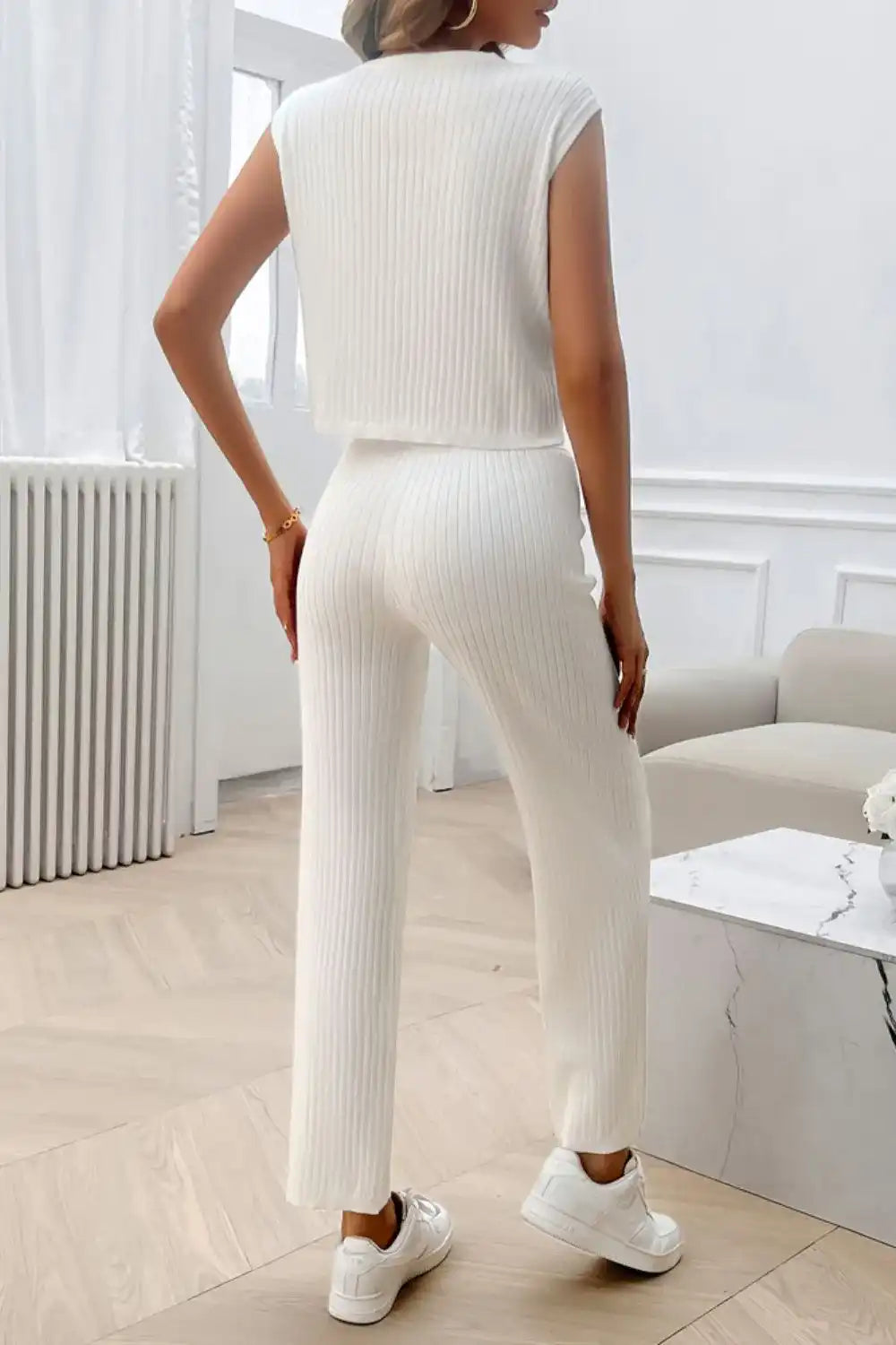 Devine Ribbed Round Neck Top and Pants Set 100100643541406 76 Affordable Fashion Under $100 Jerry's Apparel 