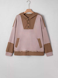 Oversize Waffle Patchwork Exposed Seam Casual Hoodie 100100932078895 56 Affordable Fashion Under $100 Jerry's Apparel 