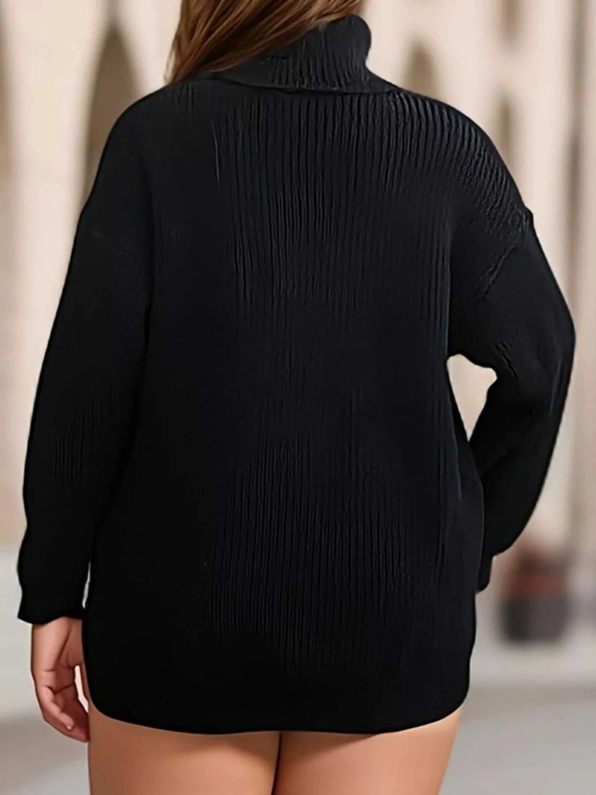 Plus Size Side Slit Ribbed Turtleneck Sweater 101002194688617 38 Affordable Fashion Under $100 Jerry's Apparel 