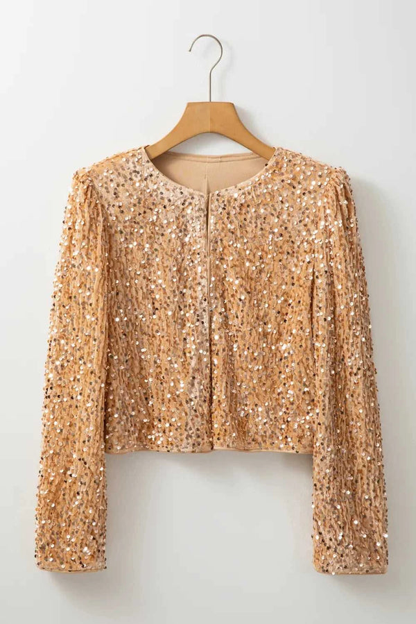 Sequin Open Front Long Sleeve Jacket 100100193971332 64 Affordable Fashion Under $100 Jerry's Apparel 