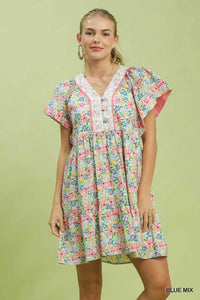 Umgee Mix Floral Tiered Mini Dress with Side Pockets 100100771931862 62 Affordable Fashion Under $100 Jerry's Apparel 