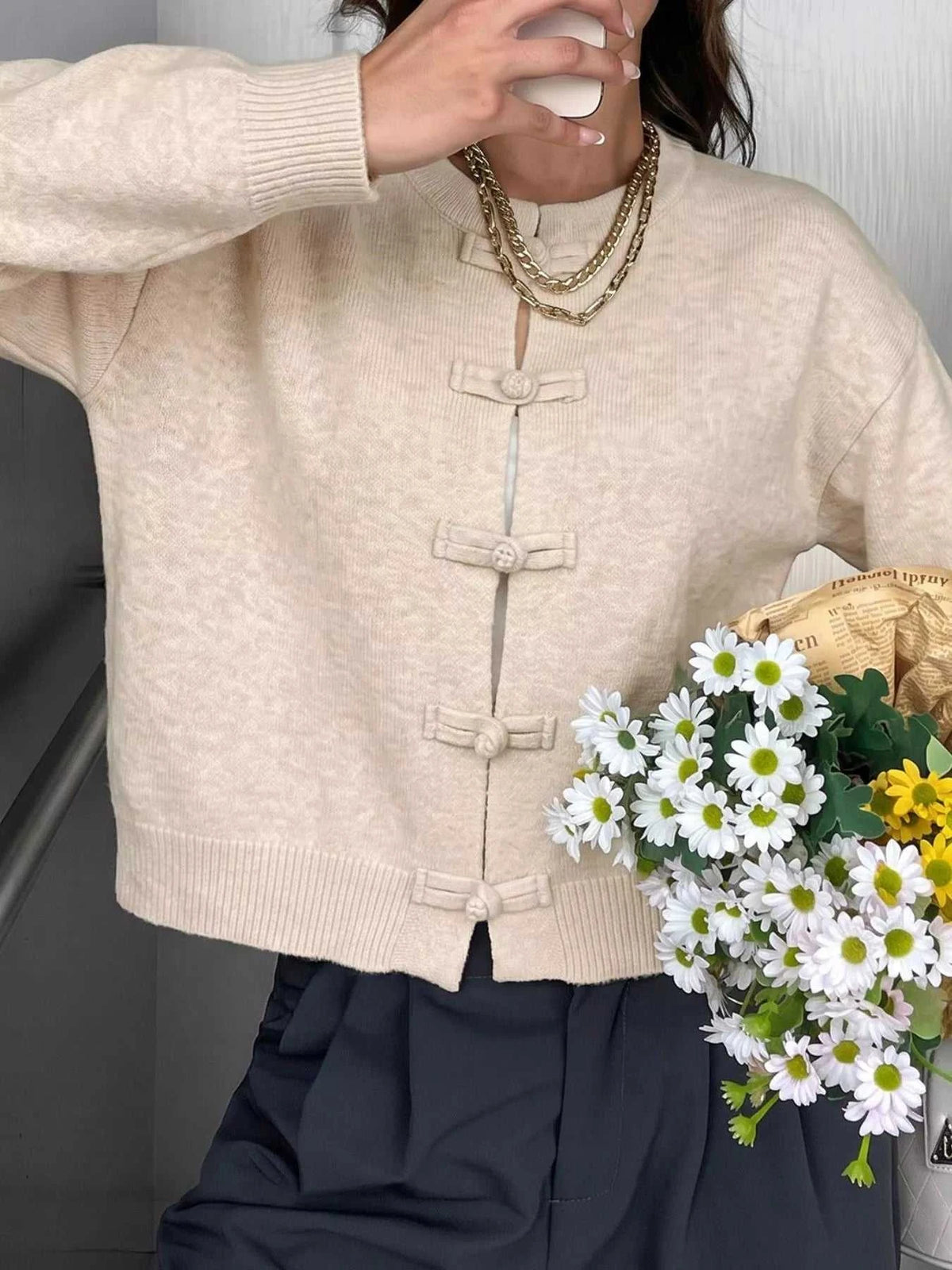 Button Up Dropped Shoulder Cardigan 100100512130868 44 Affordable Fashion Under $100 Jerry's Apparel 