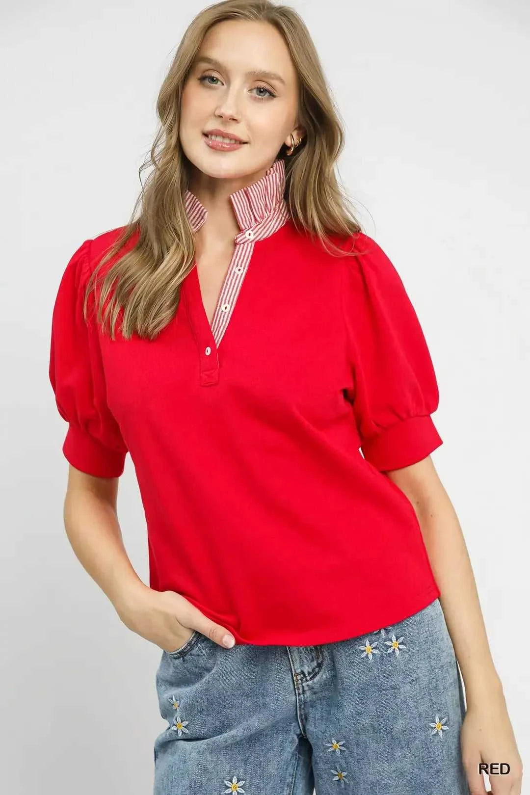 Umgee Striped Collar Popover Top 100100378011105 45 Affordable Fashion Under $100 Jerry's Apparel 