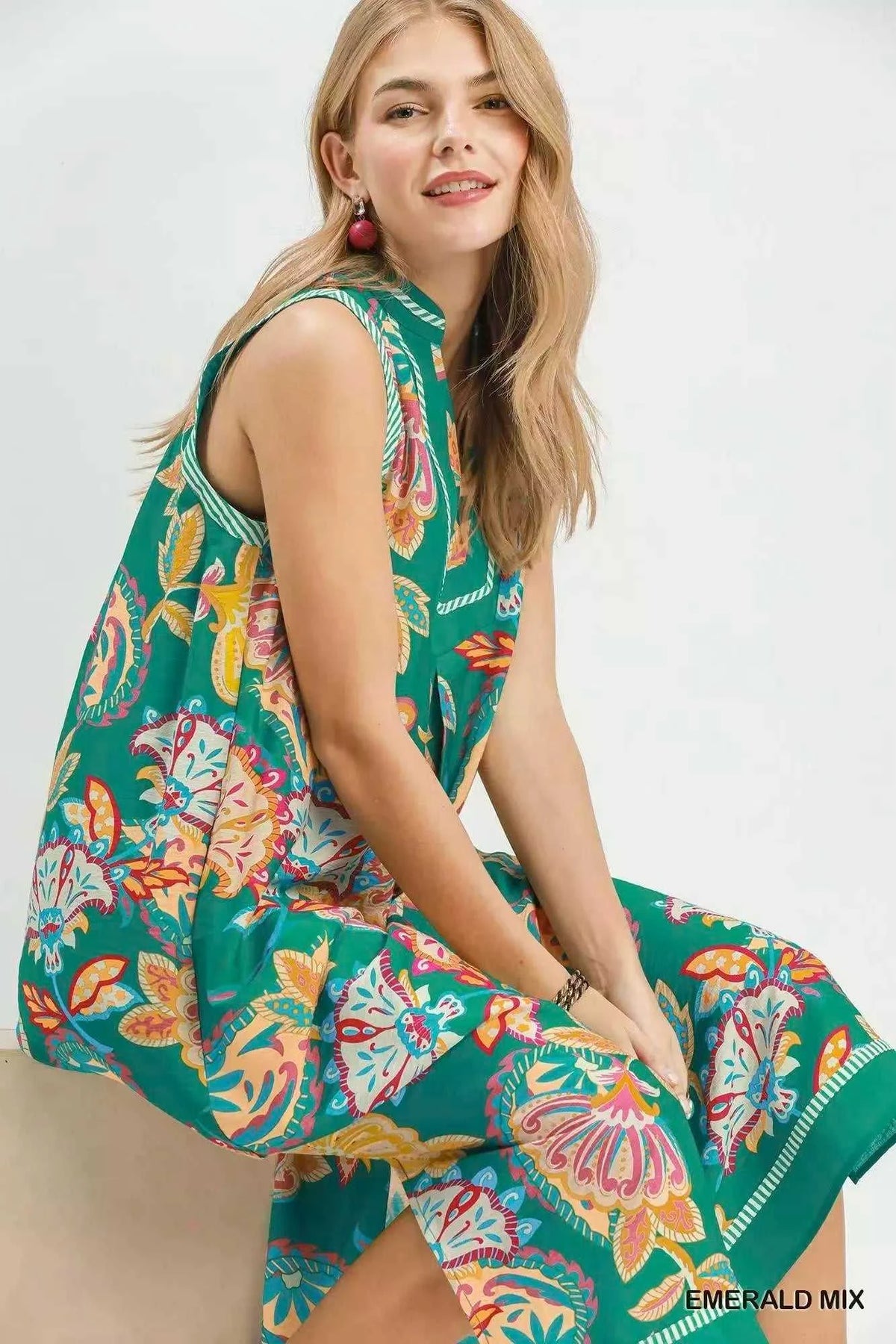 Umgee Paisley Floral Sleeveless Midi Dress 100100180051499 66 Affordable Fashion Under $100 Jerry's Apparel 