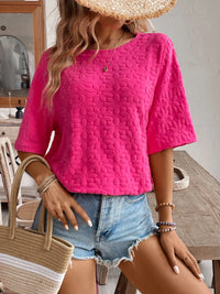 Textured Round Neck Oversized T-Shirt