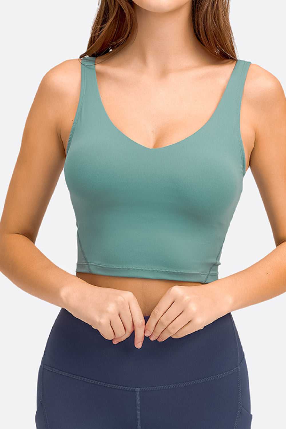 Millennia Deep V-Neck Crop Sports Bra 100100684956780 24 Affordable Fashion Under $100 Jerry's Apparel 