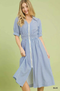 Umgee Striped Midi Dress with Front Zipper 100100674151367 62 Affordable Fashion Under $100 Jerry's Apparel 