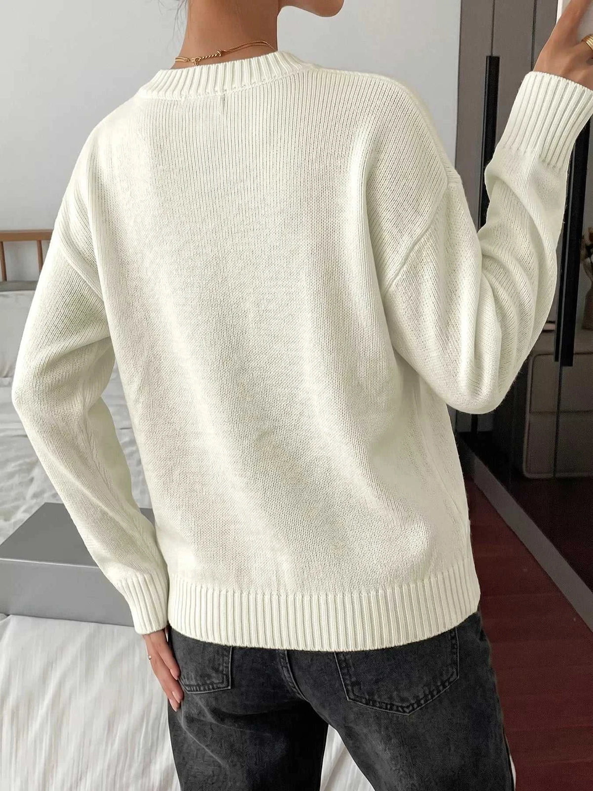 Bow Graphic Round Neck Sweater 100100406045072 38 Affordable Fashion Under $100 Jerry's Apparel 
