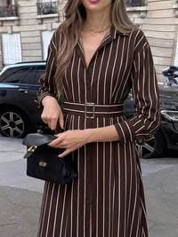 Striped Long Sleeve Belted Shirt Dress 100100507231322 37 Affordable Fashion Under $100 Jerry's Apparel 