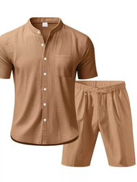 Men's Full Size Casual Short Sleeve Shirt and Shorts Set Plus Size 100400356286566 44 Affordable Fashion Under $100 Jerry's Apparel 