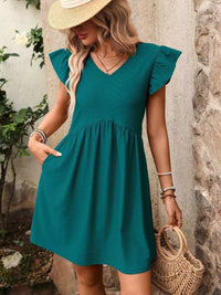 Ruffle Sleeve V-Neck A-Line Dress 100100170481531 30 Affordable Fashion Under $100 Jerry's Apparel 
