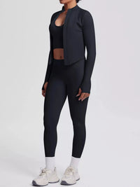 Tank & Zip-Up Jacket and Leggings Three-Piece Active Set 101006896695096 129 Comfortable Weekend Sets Jerry's Apparel 