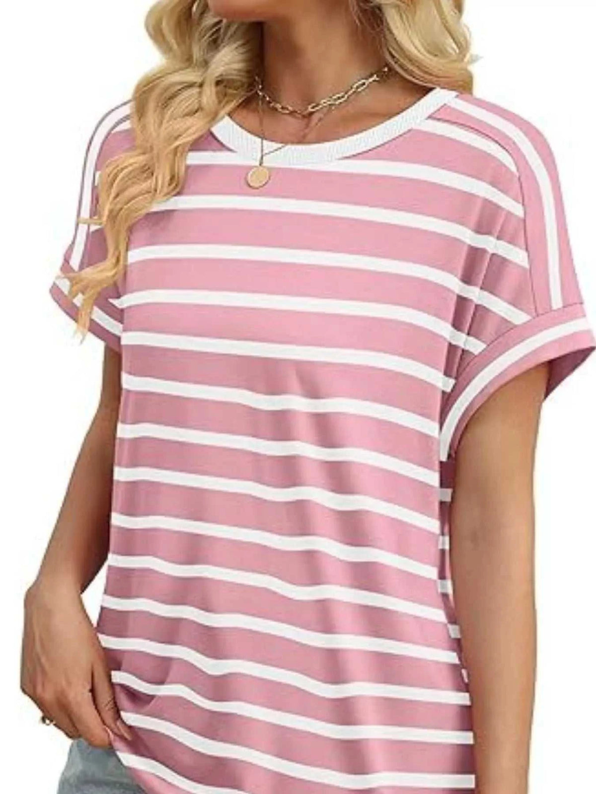 Striped Short Sleeve Casual T-Shirt 100100634609958 26 Affordable Fashion Under $100 Jerry's Apparel 