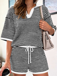 Striped Knit Polo Shirt & Shorts Set 100100978599533 65 Affordable Fashion Under $100 Jerry's Apparel 