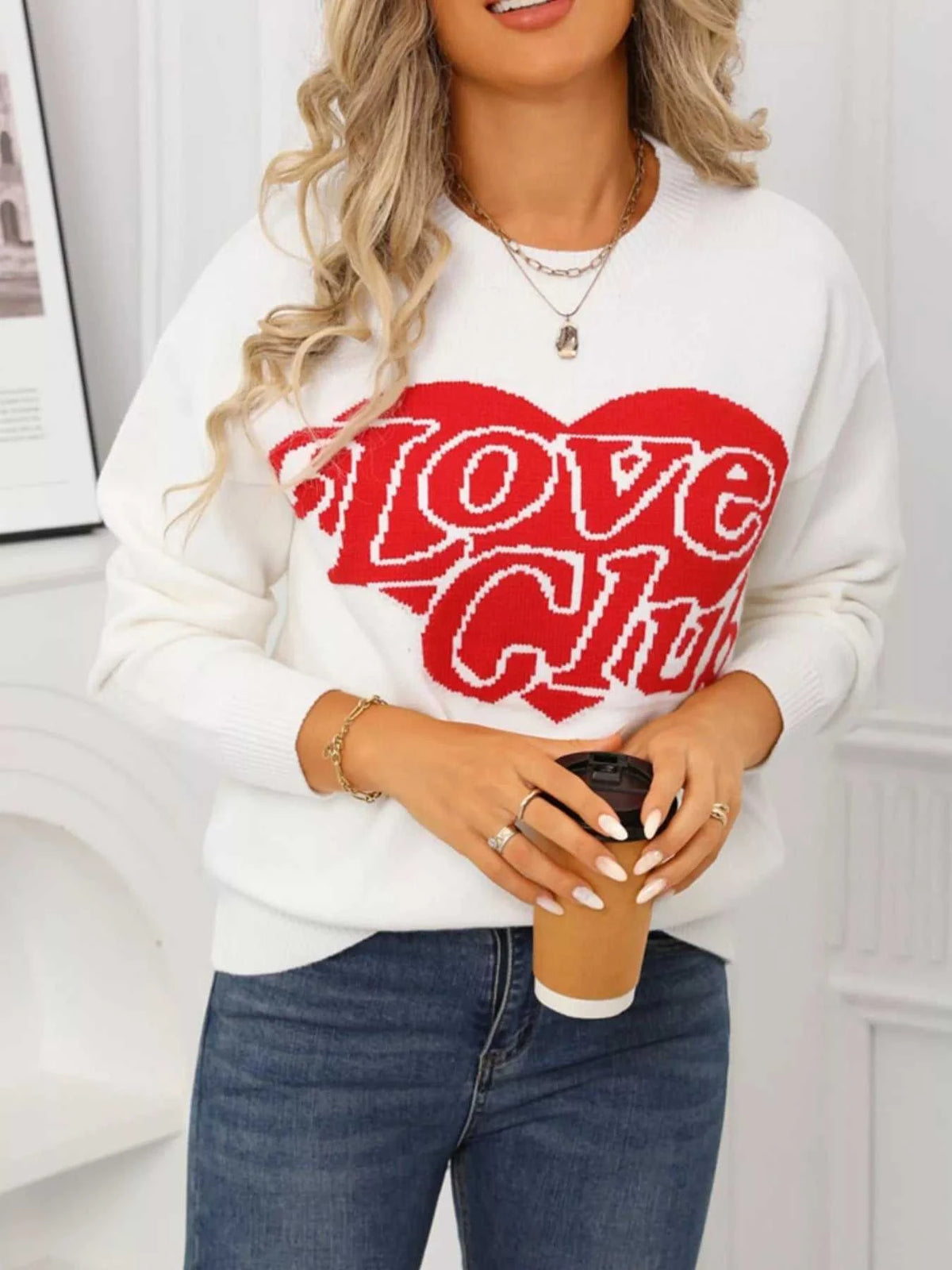 Valentine's Day Love Club Heart Graphic Sweater 100100473378432 48 Affordable Fashion Under $100 Jerry's Apparel 
