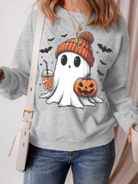 Halloween Ghost Round Neck Sweatshirt 100100948571147 48 Affordable Fashion Under $100 Jerry's Apparel 