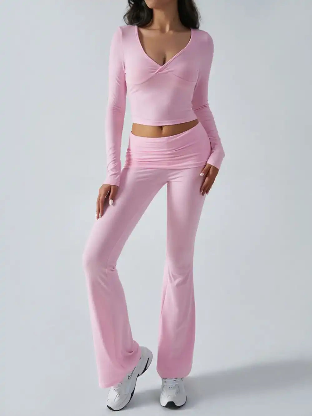 Devine Ruched Long Sleeve Top and Pants Set 100100100351065 35 Affordable Fashion Under $100 Jerry's Apparel 