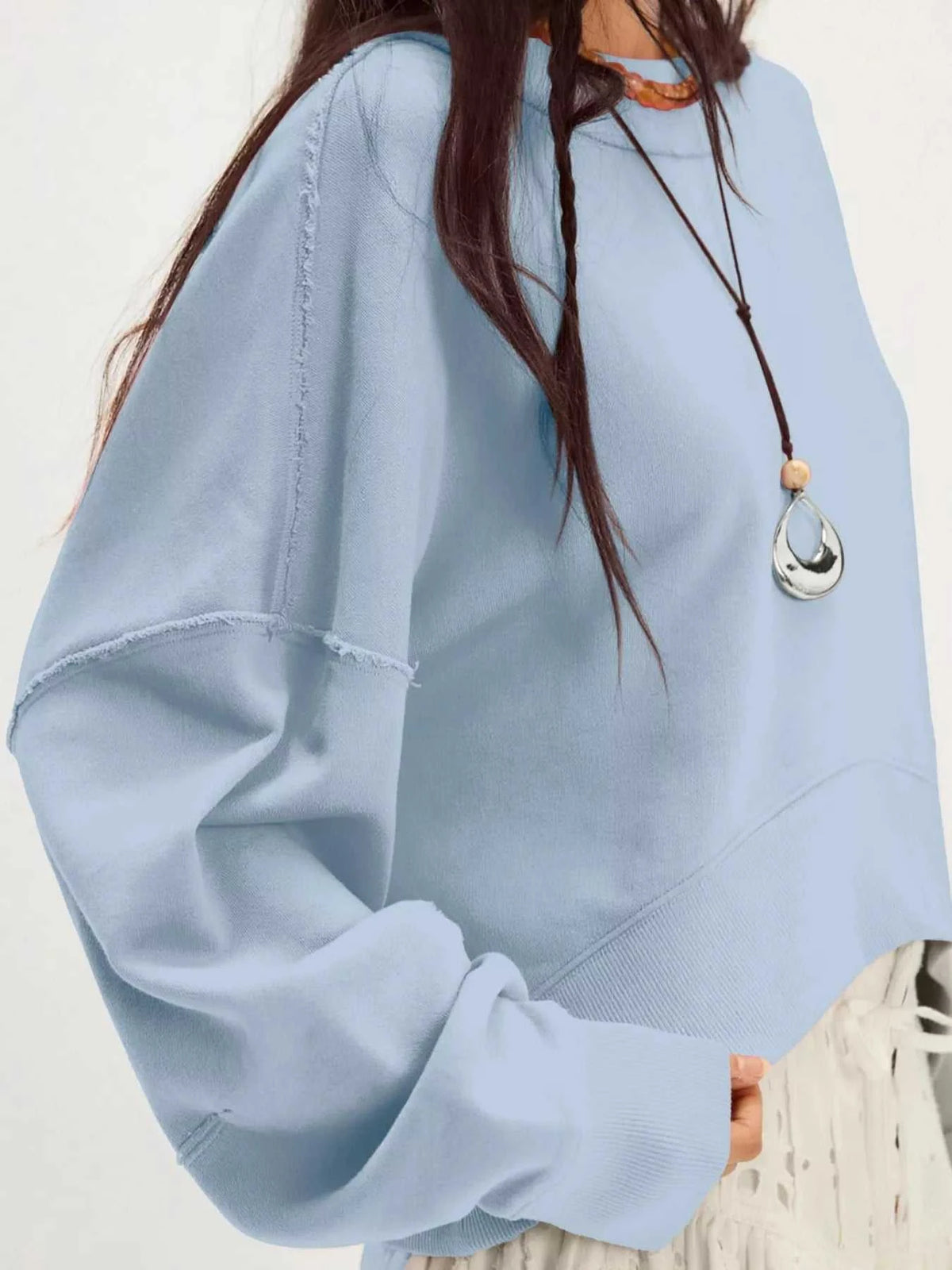 Exposed Seam Dropped Shoulder Sweatshirt 100100298303105 34 Affordable Fashion Under $100 Jerry's Apparel 