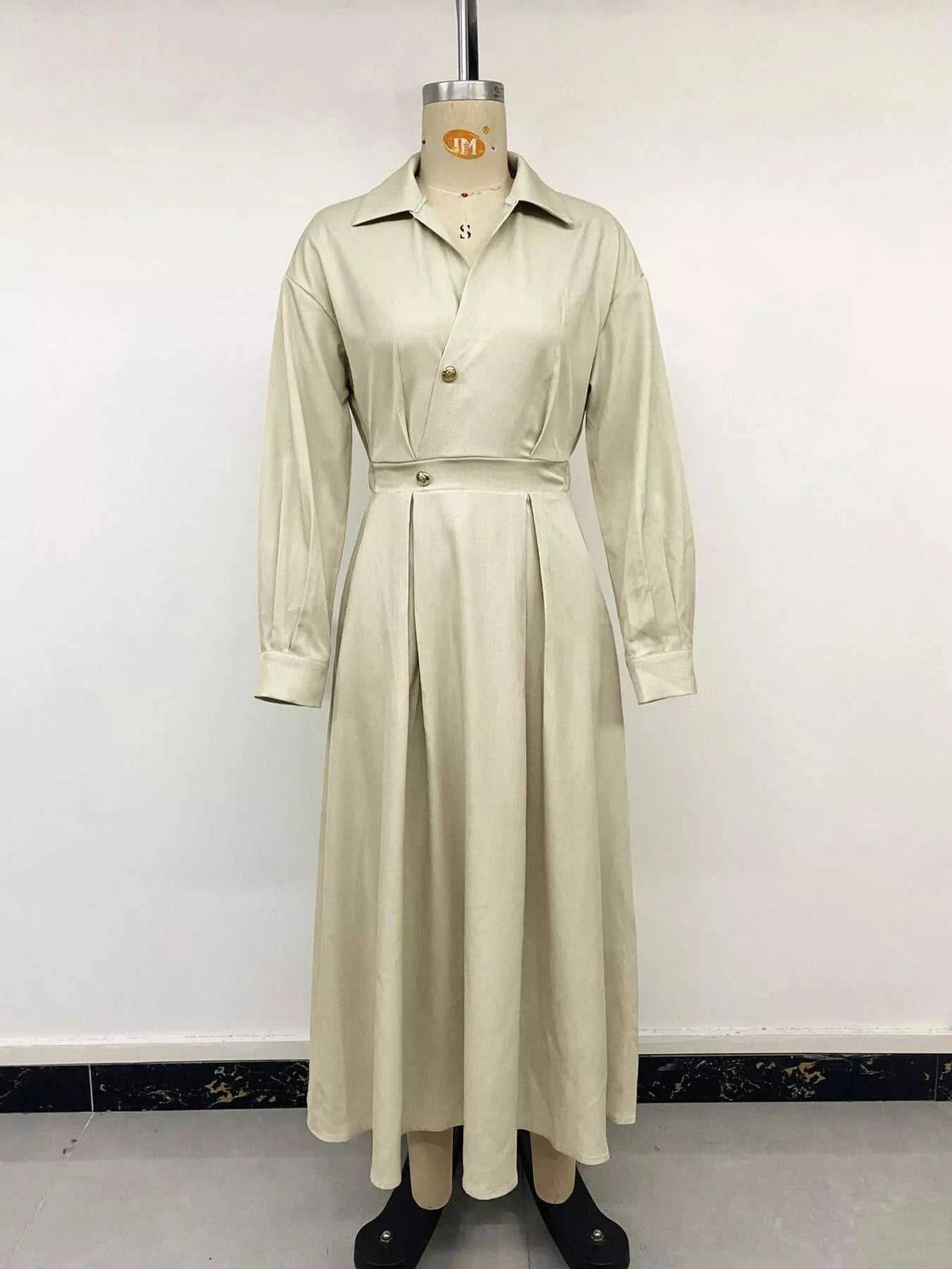 Pleated Button Detail Long Sleeve Shirt Dress 101001048648806 56 Affordable Fashion Under $100 Jerry's Apparel 