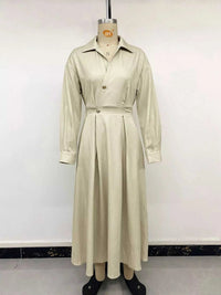 Pleated Button Detail Long Sleeve Shirt Dress 101001048648806 56 Affordable Fashion Under $100 Jerry's Apparel 