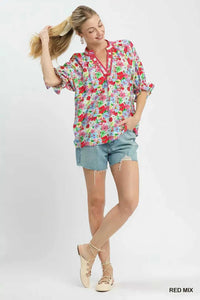 Umgee Mix Floral Print Ruffle Top 100100273231781 51 Affordable Fashion Under $100 Jerry's Apparel 