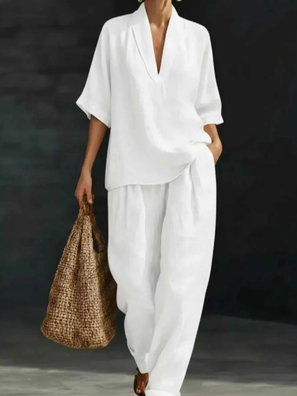 Full Size Half Sleeve Top and Wide Leg Pants Set Plus Size 100100468706321 46 Affordable Fashion Under $100 Jerry's Apparel 