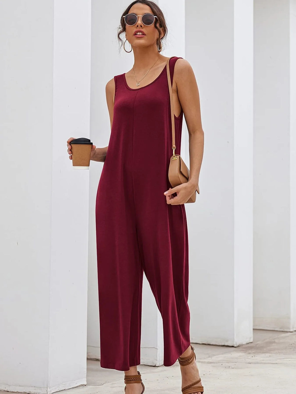Sleeveless Wide Leg Casual Jumpsuit