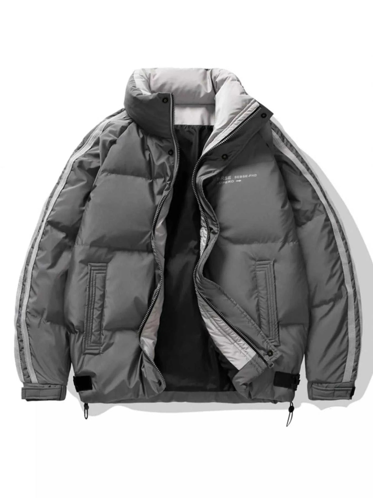 Men's Plus Size Striped Padded Puffer Jacket 100400744630119 210 Fashion Forward Plus Size Clothing Jerry's Apparel 