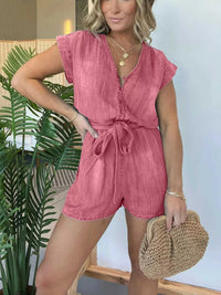Full Size Tie Waist Cap Sleeve Romper Plus Size 100100206780989 60 Affordable Fashion Under $100 Jerry's Apparel 