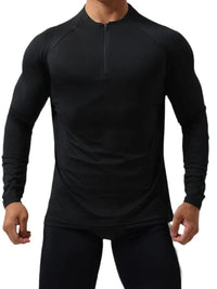 Men's Plus Size Quarter Zip Long Sleeve Top