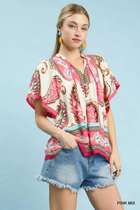 Umgee Mix Paisley Border Print Tassel Top 100100678121566 45 Affordable Fashion Under $100 Jerry's Apparel 