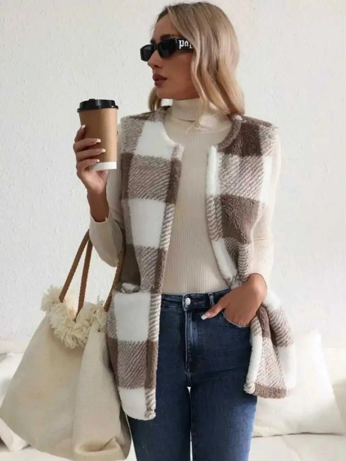 Cozy Plaid Sherpa Vest Coat 100100200755346 28 Affordable Fashion Under $100 Jerry's Apparel 
