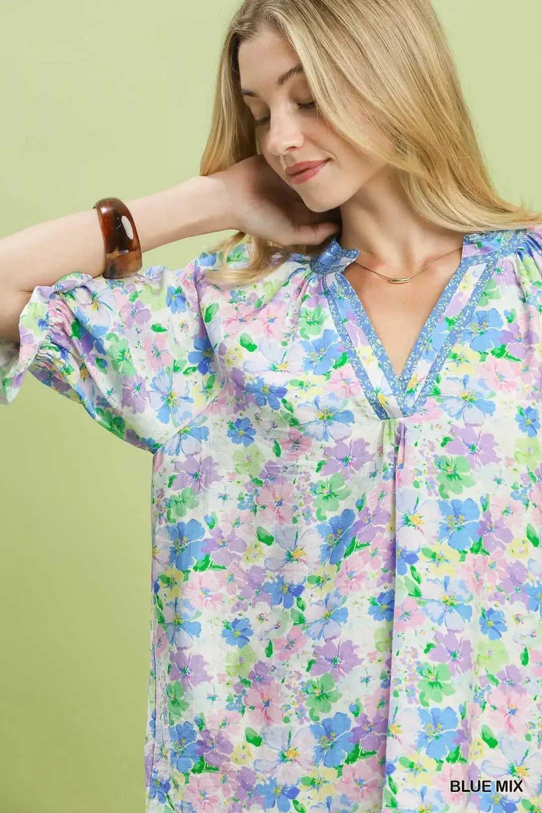 Umgee Mix Floral Print Ruffle Top 100100938711779 51 Affordable Fashion Under $100 Jerry's Apparel 
