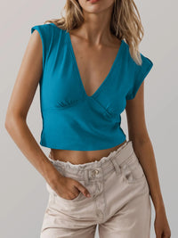 Deep V-Neck Cropped T-Shirt