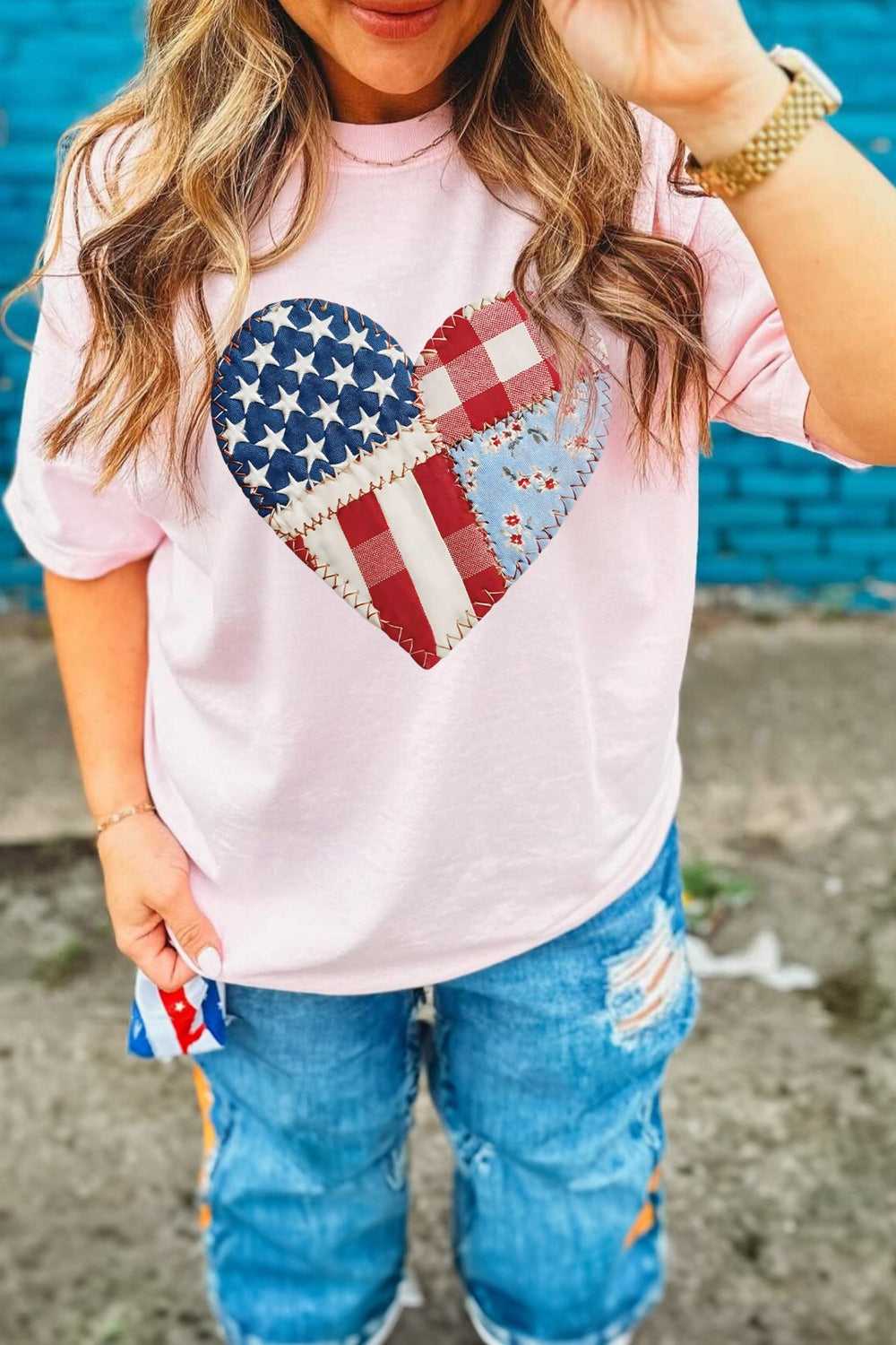 Patriotic Heart Round Neck Tee 100100219556850 31 Affordable Fashion Under $100 Jerry's Apparel 