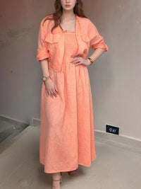 Full Size Smocked Cami Dress and Jacket Set Plus Size